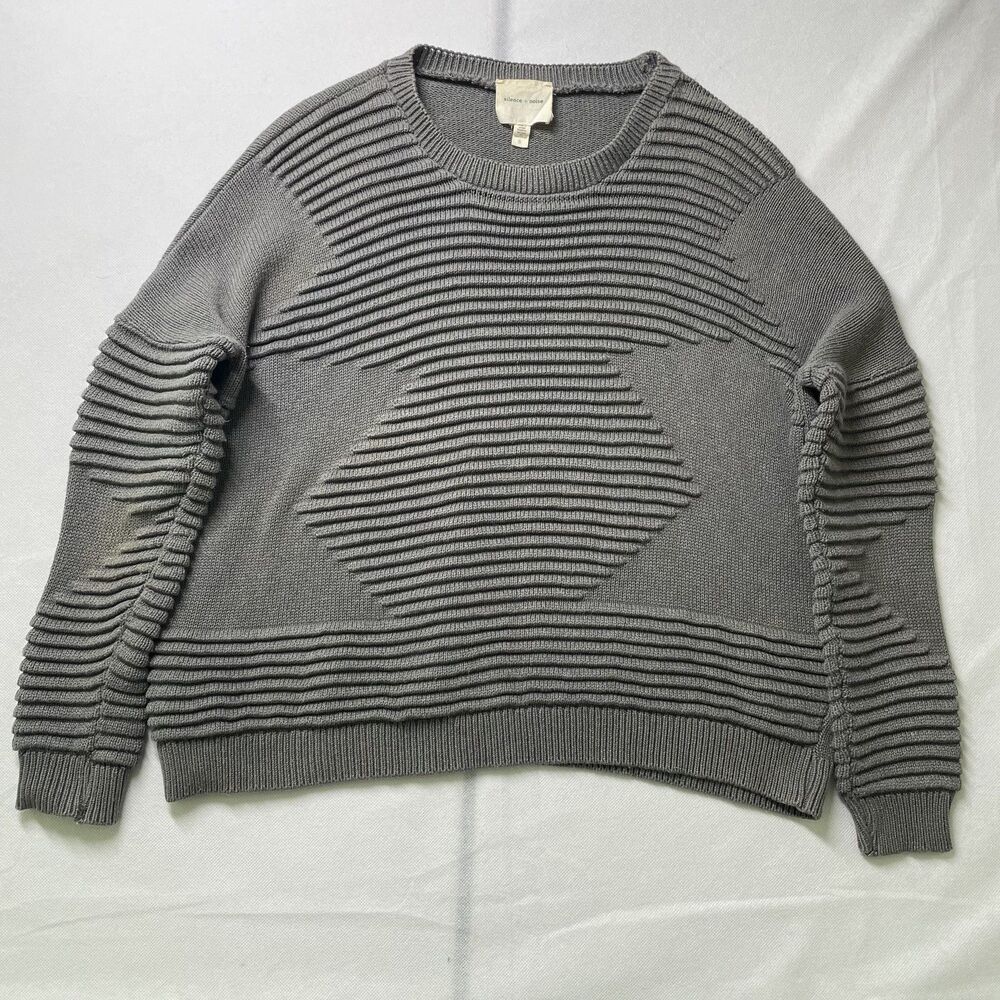 Silence + Noise Ribbed Crew Neck Pullover Sweater Gray Women's Size S